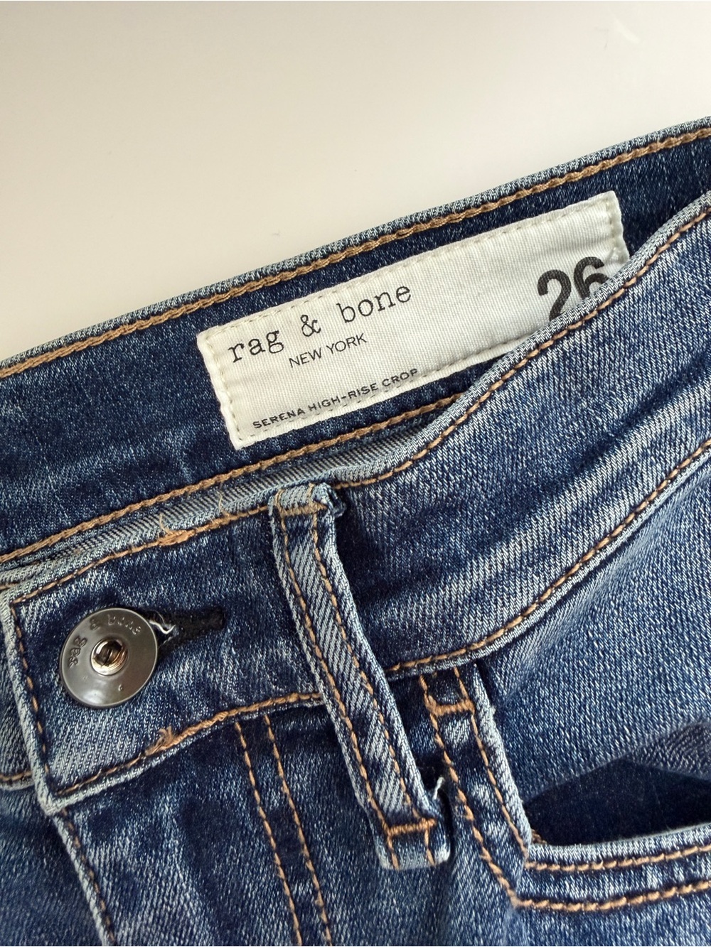 Rag & Bone Serena High Rise Crop Wide Leg Jeans in Med Wash, Size 26 - Picture 6 of 7